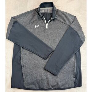Under Armour Mens Quarter Zip ColdGear Loose Pullover‎ Jacket Gray Black Large